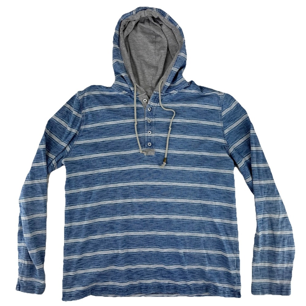Carbon 2 Cobalt Hoodie Shirt Mens Medium Blue Striped Cotton